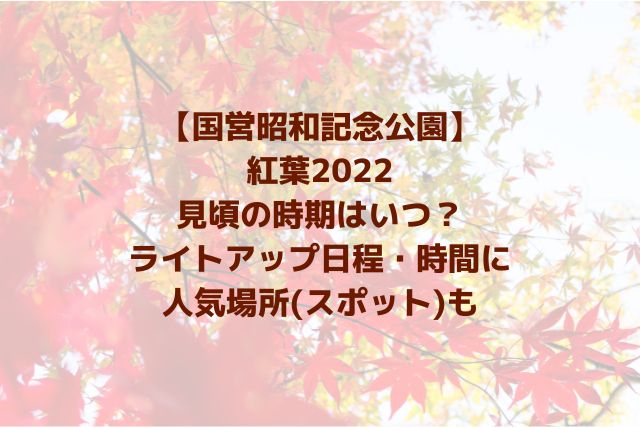国営昭和記念公園の紅葉2022見頃の時期やライトアップ時間！人気場所も